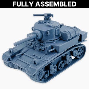M3A1 Stuart (fuel tanks), Fully Assembled: WWII US Light Tank, Armored Recon Vehicle, Allied Scout Tank, Wargaming Miniature