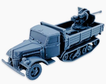 Ford V3000 Maultier (Flak 38 shields), Fully Assembled Miniature: WWII German Half-Track Anti-Aircraft Vehicle Model