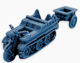 Sd.Kfz. "Kettenkrad" (late), Fully Assembled: WWII German Half-Track Motorcycle, Late War Light Transport Tow Vehicle, Wargaming Miniature