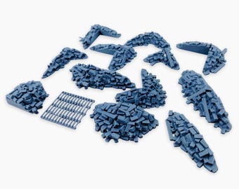 Set di macerie da costruzione (grande), completamente assemblato: accessorio per scenari da wargame, detriti di campi di battaglia su larga scala, modello di terreno per diorama