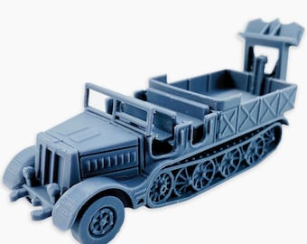 Sd.Kfz. 9 Famo (windows up spade), Fully Assembled: WWII German Heavy Halftrack Recovery Vehicle, Wargaming Miniature