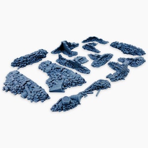 French Town Rubble Set 1, Fully Assembled Miniature, 12 Pieces: WWII Military Diorama Terrain Model