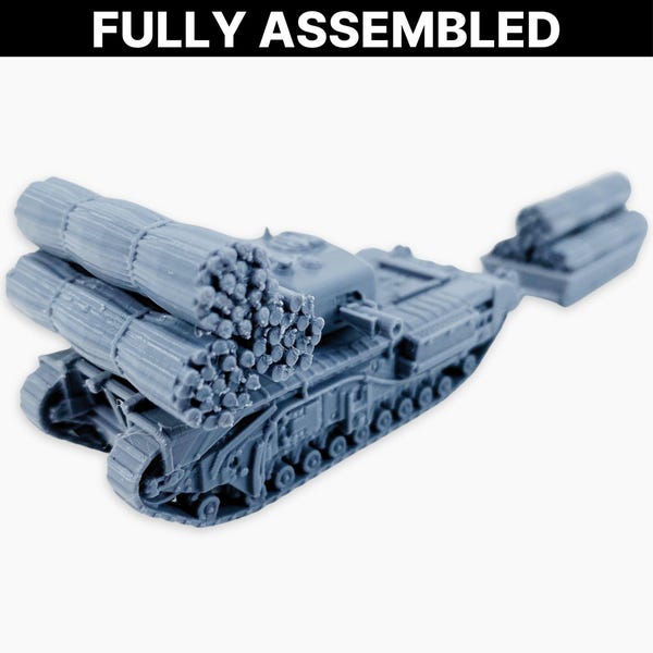Churchill IV AVRE Fascine, Fully Assembled Miniature: WWII British Armored Engineering Vehicle Model