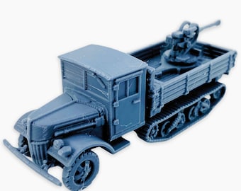 Ford V3000 Maultier (late Flak 38), Fully Assembled Miniature: WWII German Half-Track Anti-Aircraft Vehicle Model