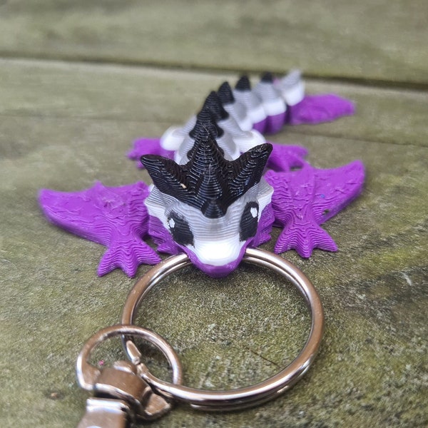 Pack de porte-clés Dragon asexué - Imprimé en 3D, couleur - Cadeau amusant - Copains clés - Article unique - Articulé - Fidget Toy, LGBTQIA+