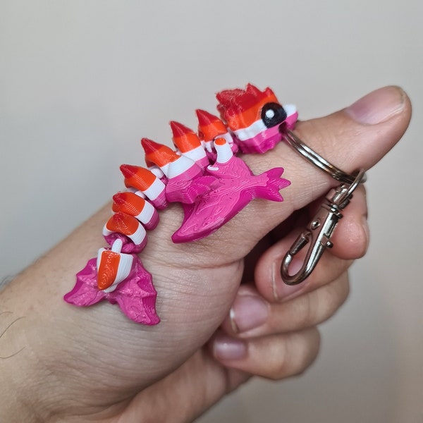Lesbian Dragon Keychain Pack - 3D Printed, Full Color - Fun Gift - Key Buddies - Unique Item - Articulated - Fidget Toy, LGBTQIA+