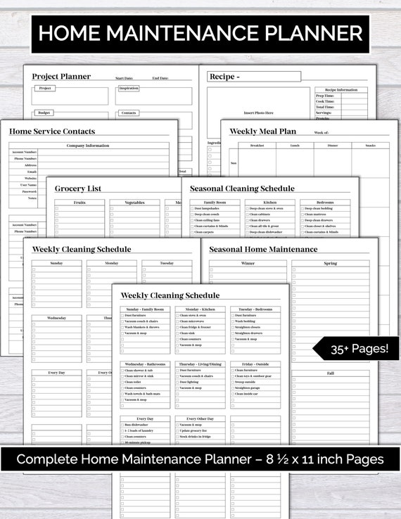 Home Maintenance Binder Household Binder Printable Planner | Etsy