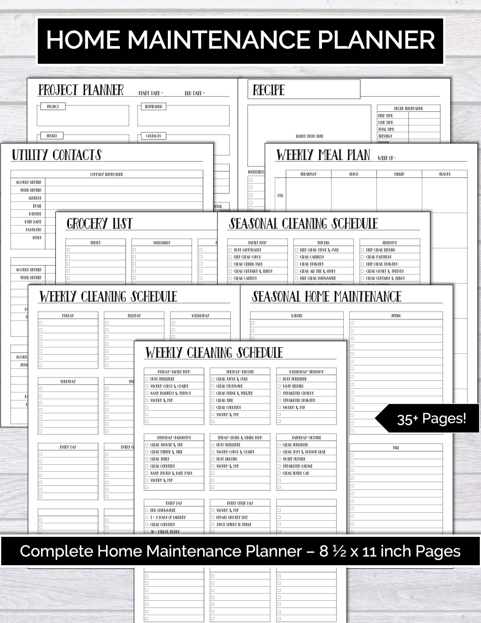 Home Maintenance Binder Household Binder Printable Planner - Etsy