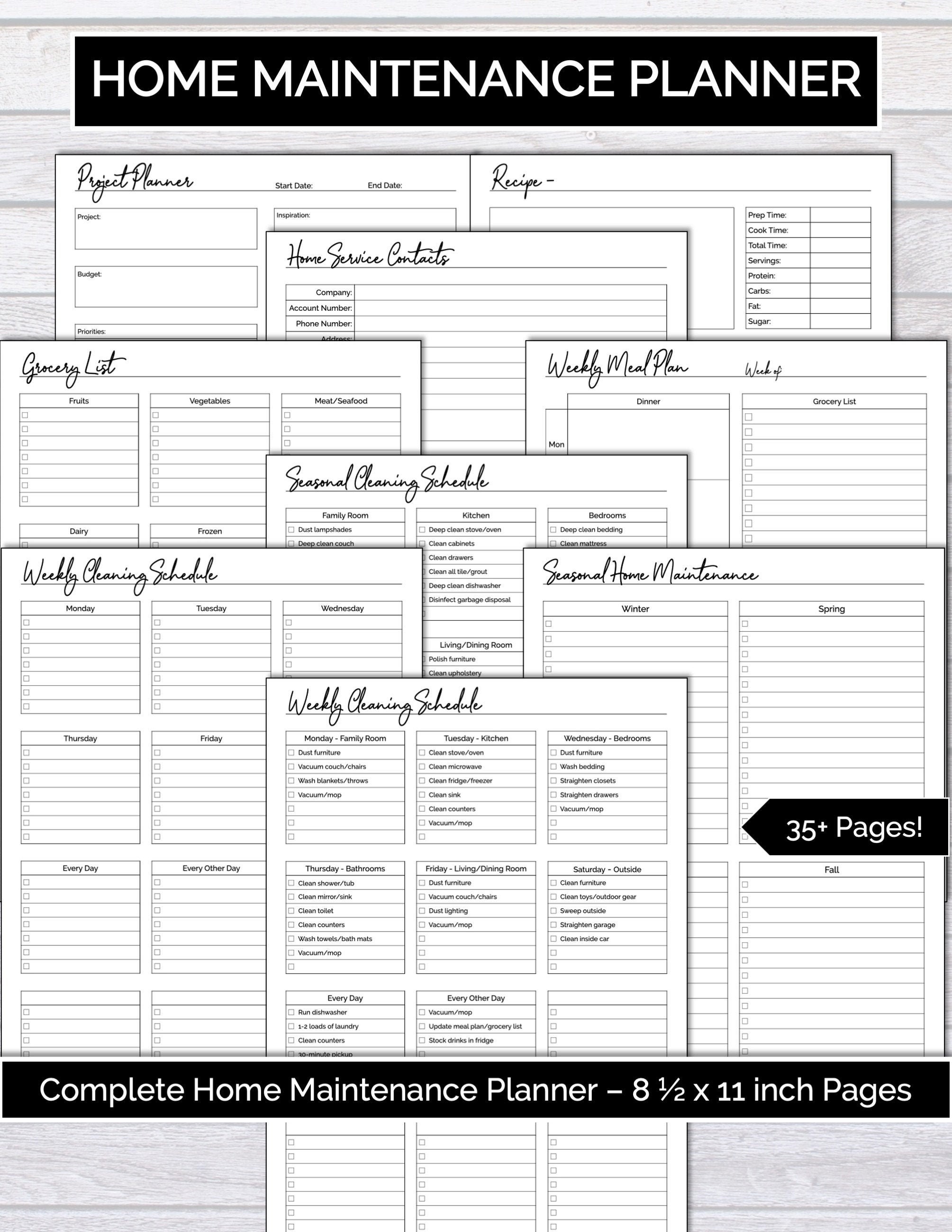 Home Maintenance Binder Household Binder Printable Planner - Etsy