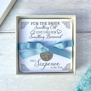 Andenken Hochzeit, etwas Altes etwas Neues Sixpence in meinem Schuh, Brautkarte, Brautgeschenk, Hochzeitstaggeschenk