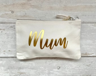 Customised Name Makeup Bag - Personalised Canvas Accessory Bag Gold/Pink/Rainbow Lettering-Birthday Gift- Bridesmaid- Brush/ Pencil Case