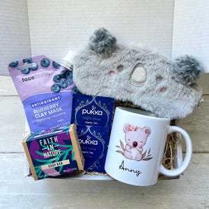 Koala Gift Box, Koala Bear Sleep Mask Gift, Aussie, Cute Animal Gift, Australian, Hugs From Afar, Birthday Box, Eye Mask, Women, Custom Mug