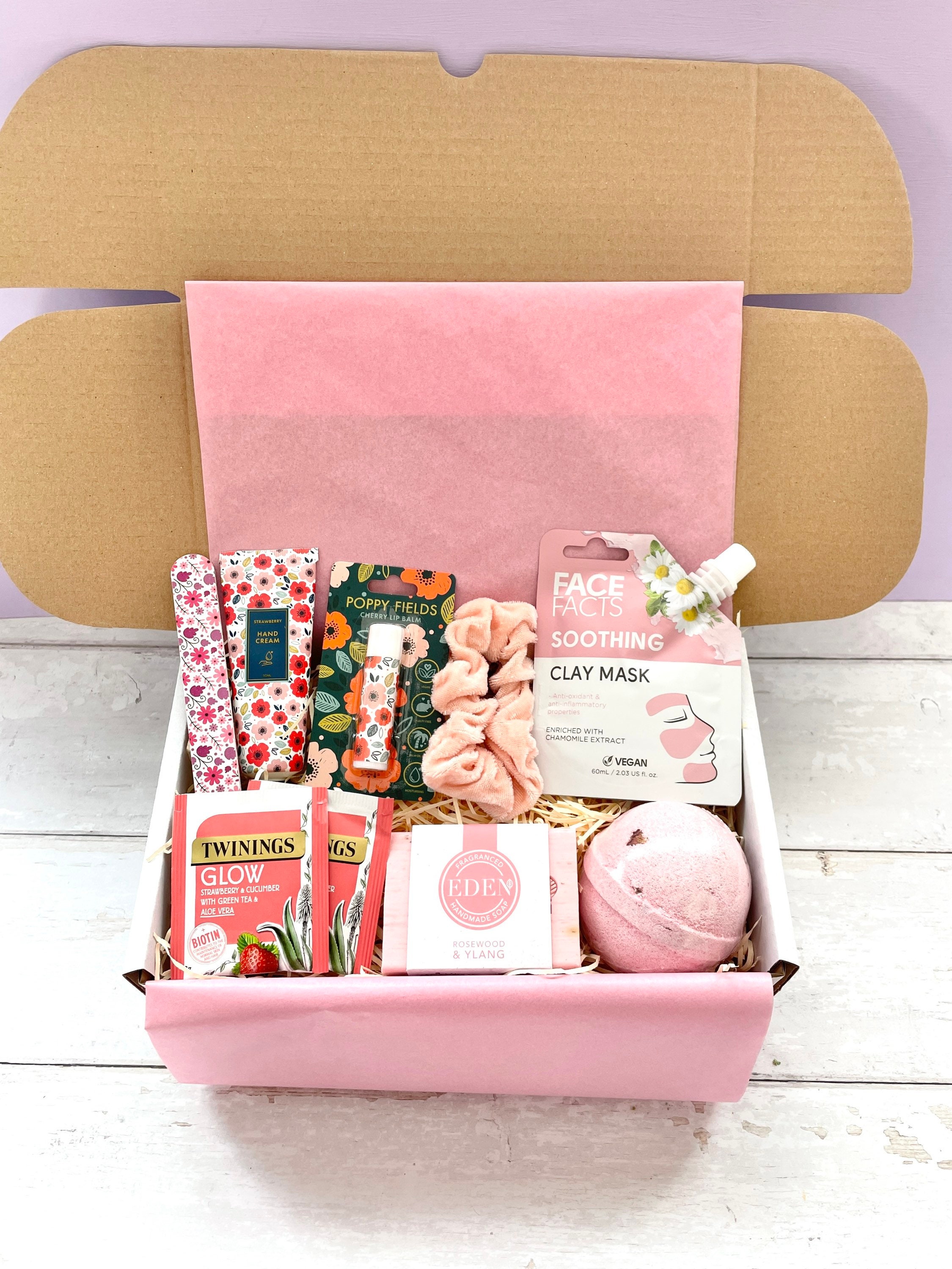 Pink Stay at Home Pamper Box, Care Package for Her, Luxurious Gift