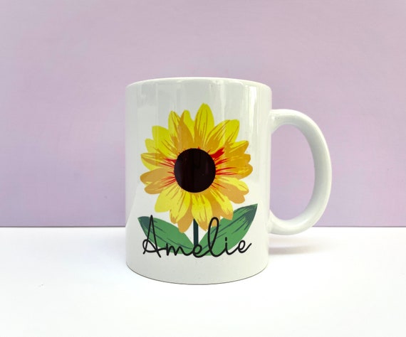 Personalised Mug Initial Name Sunflower Tea Coffee Gift Office Friends Birthday Personalised Mug Initial Name Sunflower Tea Coffee Gift Office Friends Birthday