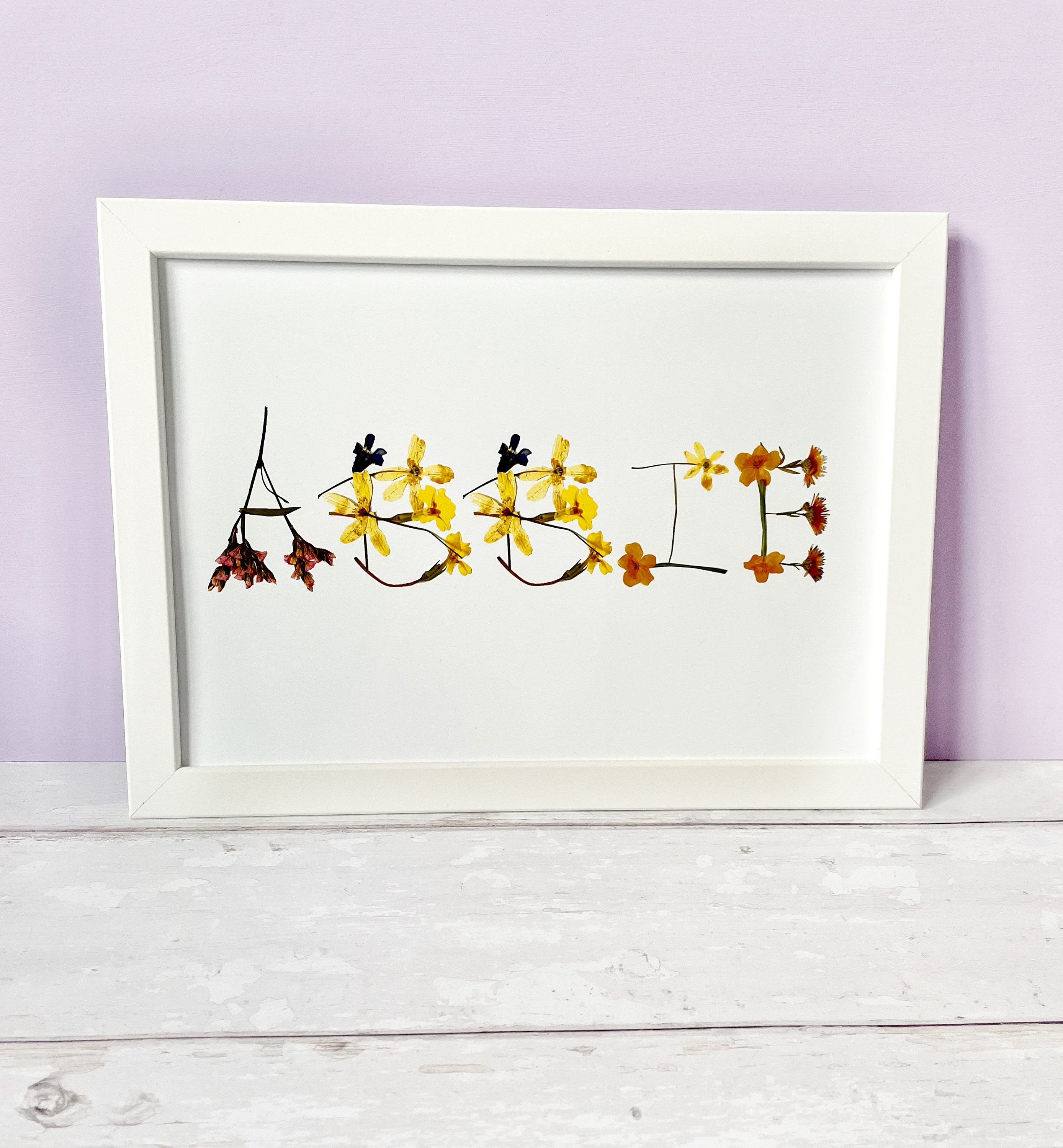 Pressed Flower Style Custom Name Print Personalised Name Etsy