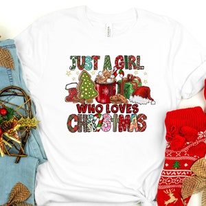 Weihnachten Shirt Frau, nur ein Mädchen, das Weihnachten liebt, lustiges Weihnachts Shirt, Familienurlaub Shirt, Mädchen Weihnachten Shirt, Hot Cocoa Cookie