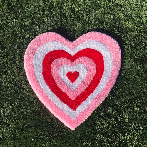 FLUFFY HEART RUG / Pink Ultra Soft and Fluffy Heart Shaped Etsy