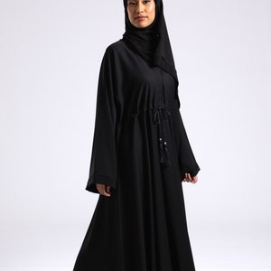 Black abaya with belt deals