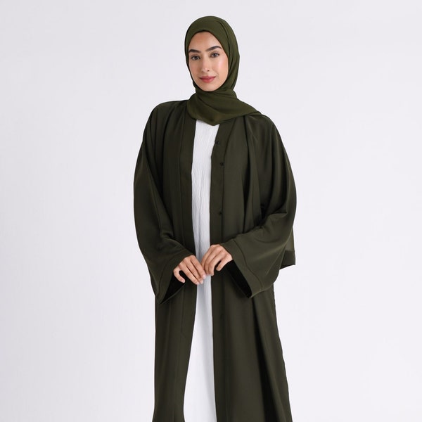 Robe abaya ouverte vert émeraude pour femme | Abaya pour le Ramadan / Eid | Robe islamique abaya de Dubaï | Style kimono | Cadeau de l'Aïd