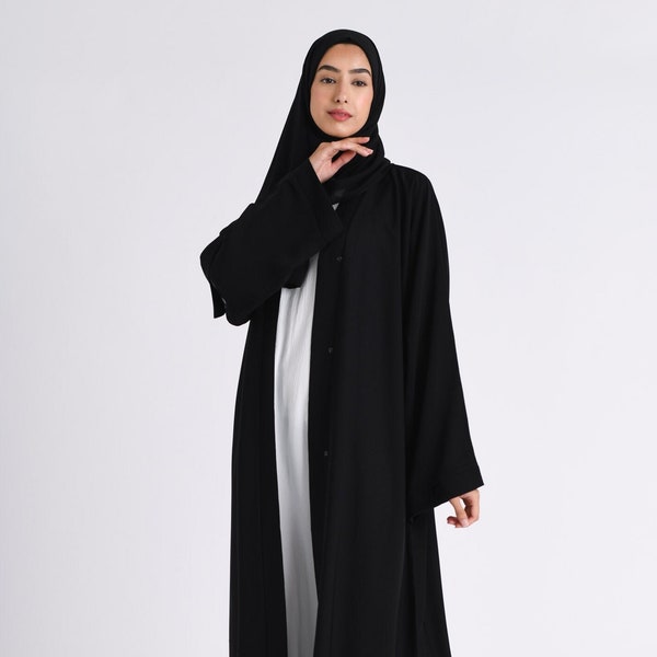 Black Open Abaya Dress for Women | Ramadan Prayer Dress | Eid Gift Idea | Abaya For Ramadan | Prayer Abaya | Modest Abaya | Muslimah Dress