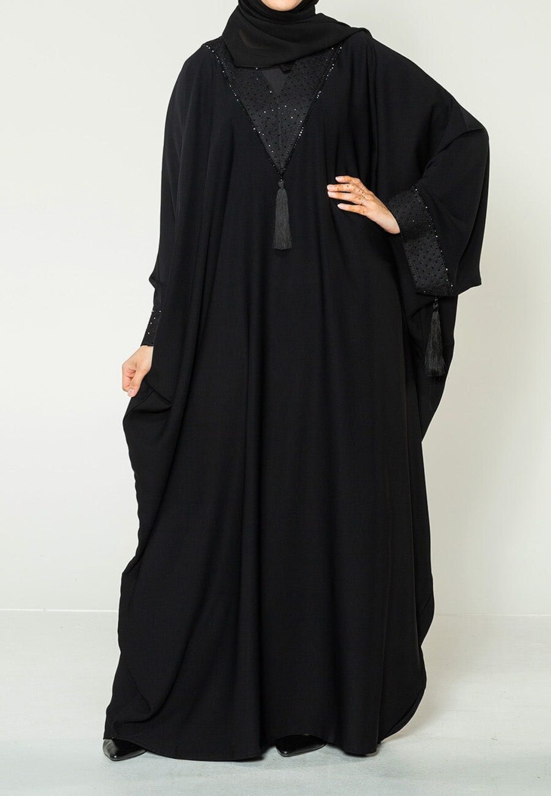 Black Moroccan Inspired Dubai Kaftan Dress / Abaya / Farasha Dress for ...