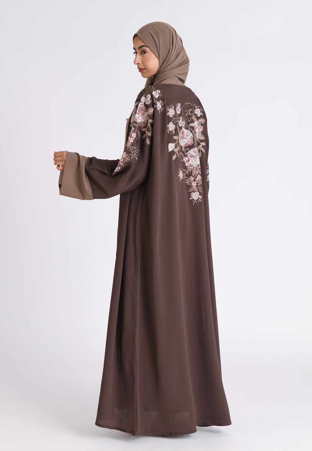 Floral open abaya sale