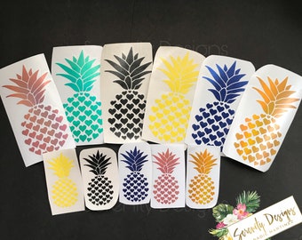 Pineapple Decal Sticker, Pineapple Hearts Decal, Cute Fruit Laptop Sticker, Water Bottle Decal