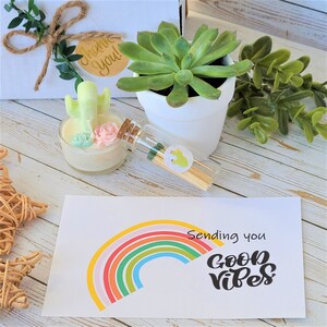 Good Vibes Succulent Gift Box Set, Care Package, Surgery Gift, Hospital Gift, Cancer Gift, Injury gift, Get well gift ideas, Cactus Candle