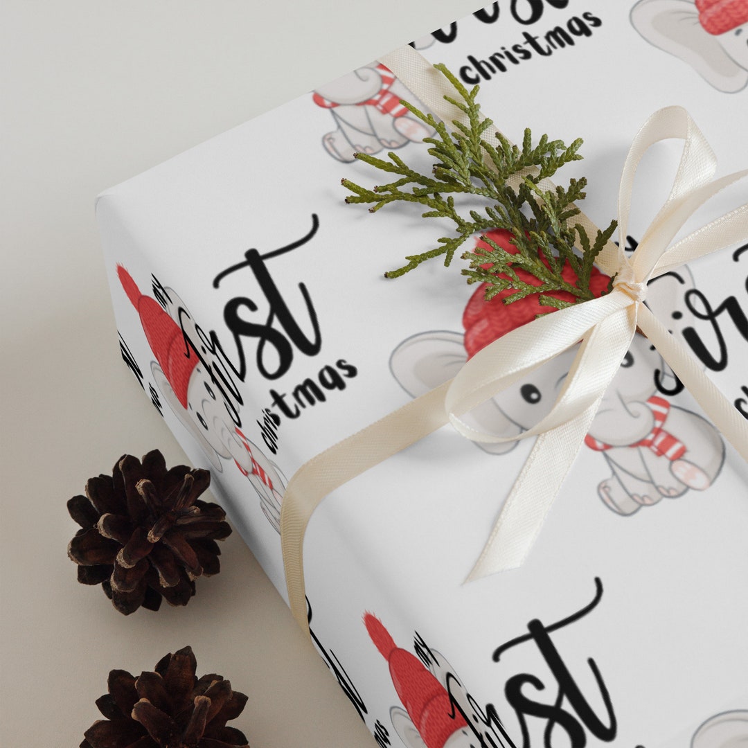 My First Christmas Wrapping Paper, Baby's First Xmas Gift Wrap, Festive