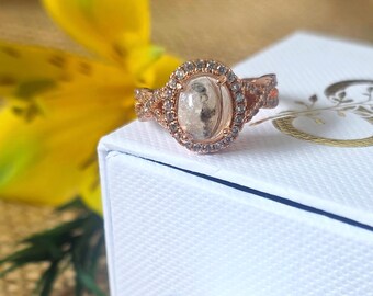 Ashes Halo Ring | Sterling Silver Memorial Keepsake Ring | Oval Custom Hair or Cremation Jewellery | Athena