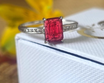 Ashes Ring | Sterling Silver Rectangle Diamante | Memorial Cremation Hair Keepsake | Adira