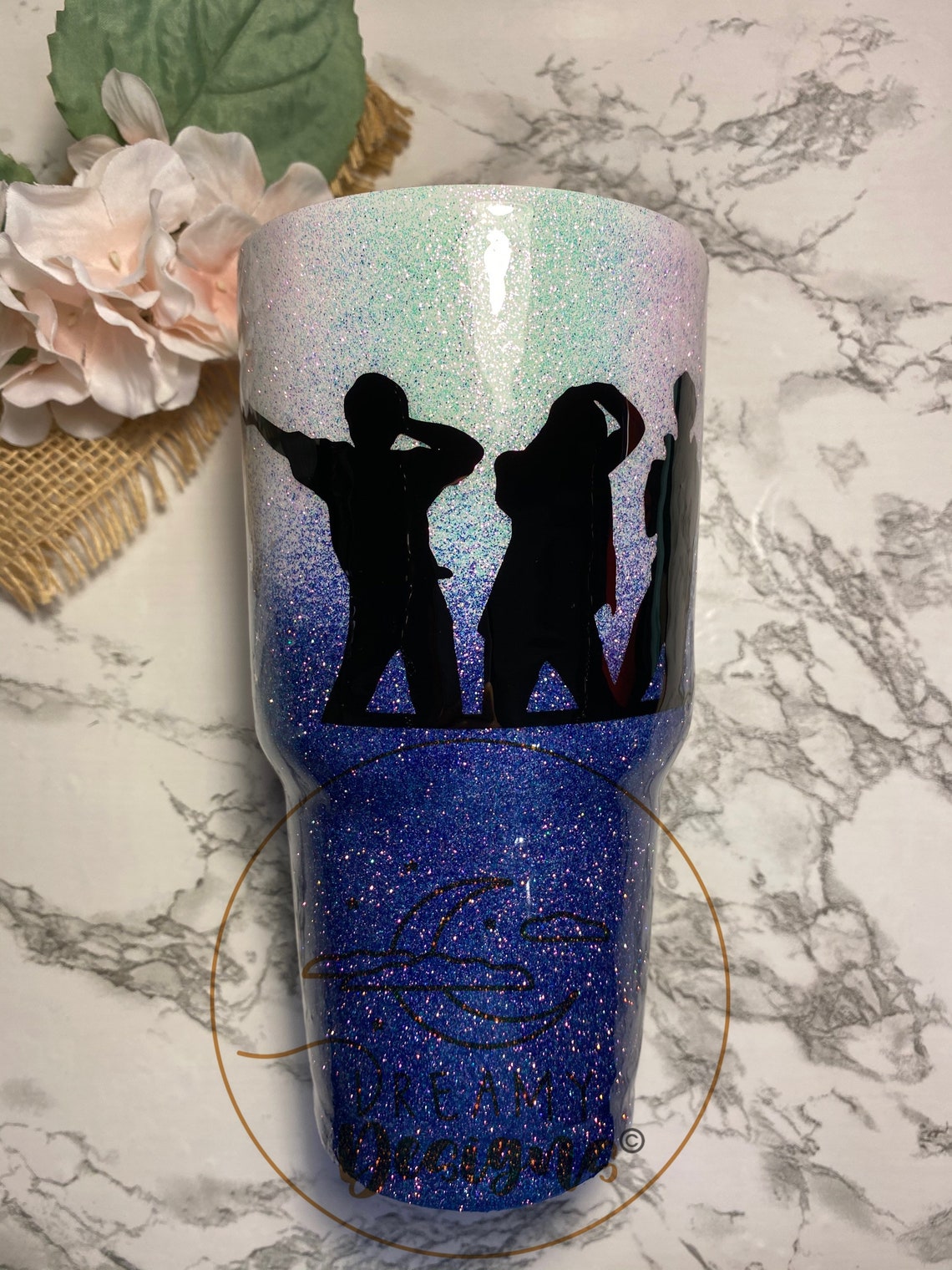 BTS silhouette Dynamite inspired tumbler/ kpop glitter | Etsy