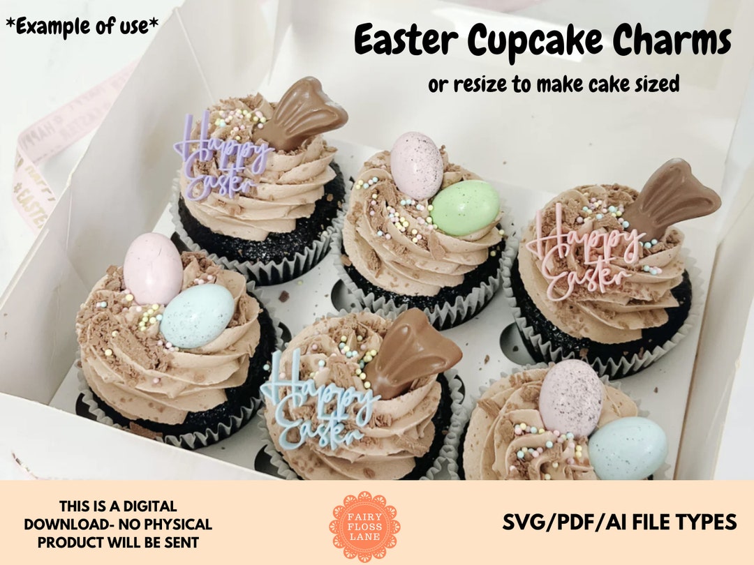 Happy Easter Cupcake Topper SVG: Laser Cut File (digital Download) - Etsy