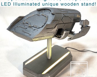 Stargate Atlantis Puddle Jumper | Huge 33cm 3D Printed Model | Unique LED Illuminated Stand | Hand-Painted