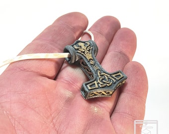 Viking Hammer Amulet, medal, necklace ornament, 3D printed,