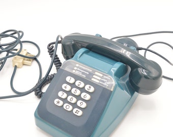 Socotel telephone made in France with blue buttons