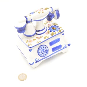 Pretty porcelain box in the shape of a vintage telephone