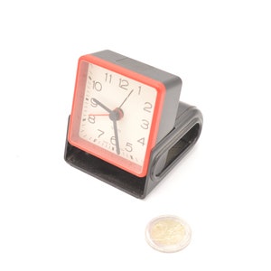 Nice portable travel alarm clock Made in Germany red and black