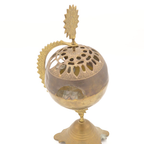 Cendrier sphère en bronze sur pied vintage