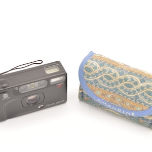 Small Provencal case pouch for camera, first name Amandine embroidered