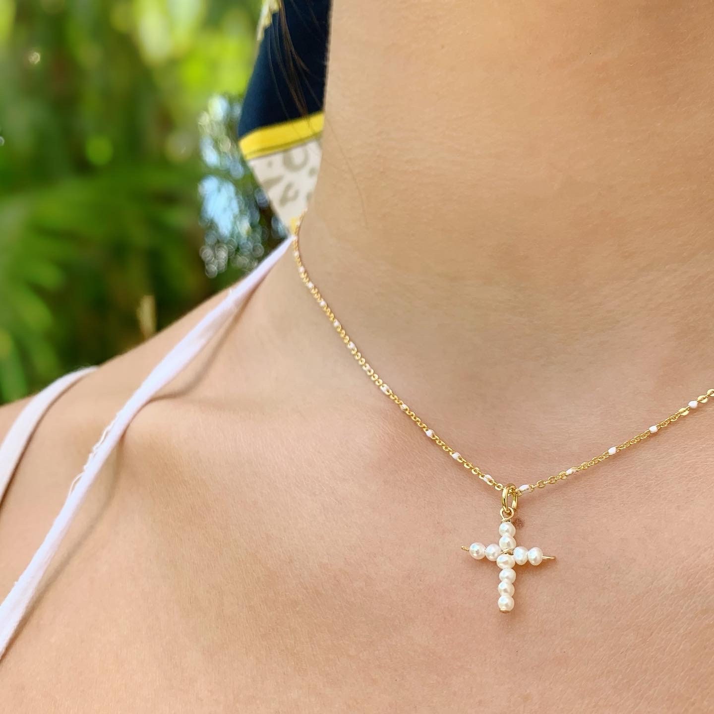 Mini Pearl Cross Necklace | Etsy Australia