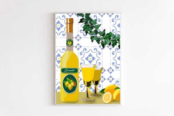 Amalfi Coast Art Print, Italy Travel Print, Travel Gift, Europe Print,Italian Coast, Italian Kitchen Decor, Limoncello, Italian Summer,Italy