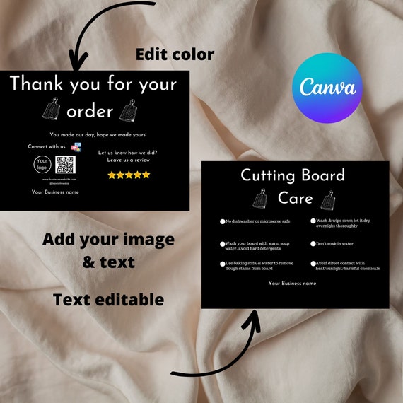 Cutting Board Care Instructions Card Canva Template Printable - Etsy  Australia
