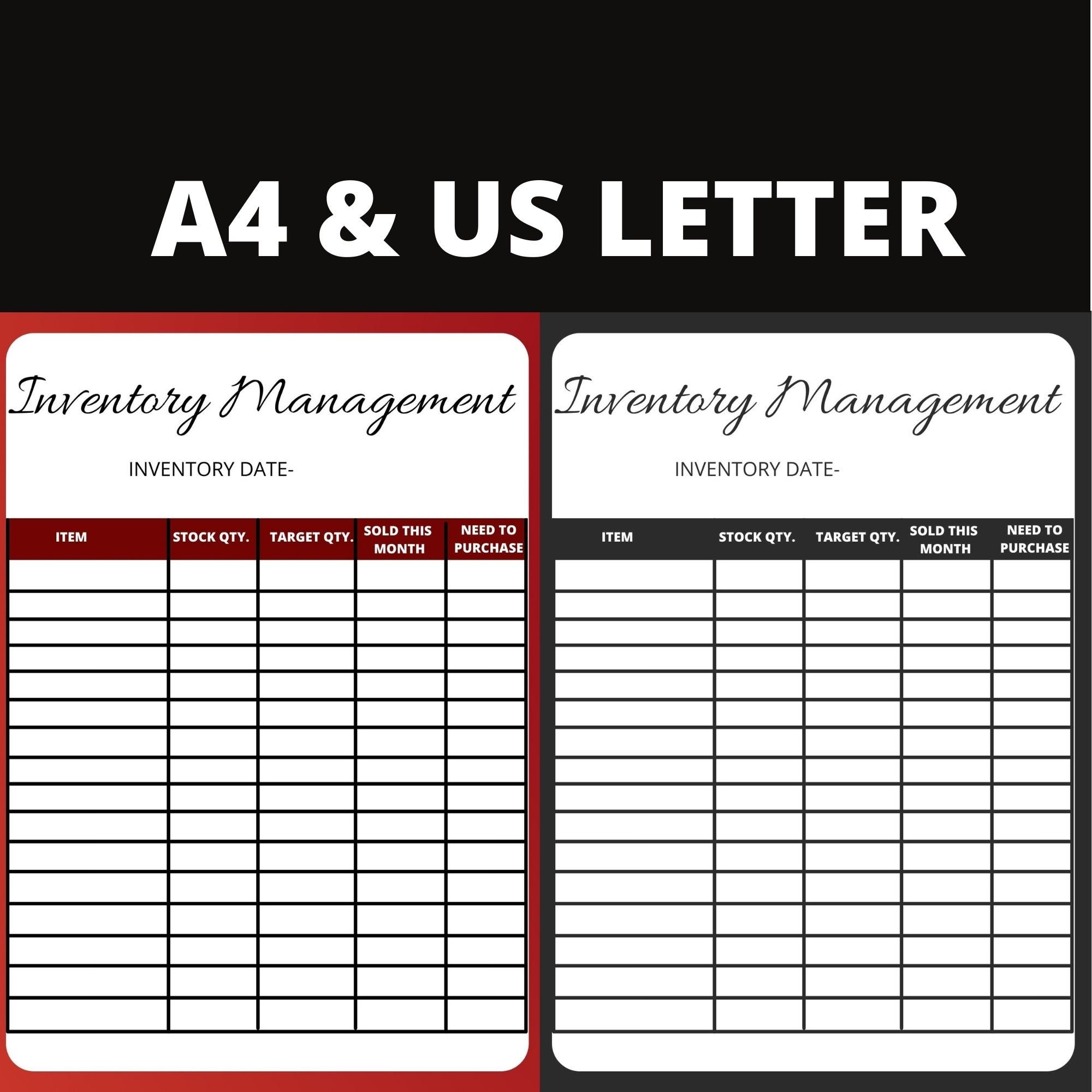 Printable Inventory Management Form Inventory Box Printable - Etsy