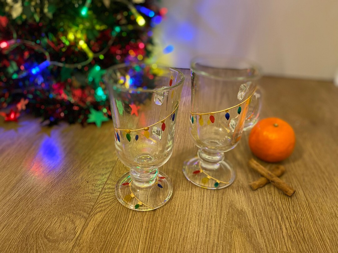 Hand Painted Mulled Wine Glasses Rainbow Colour Christmas Etsy UK