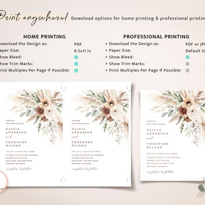 Boho Wedding Invitation Template, Sage Minimalist Wedding Invite Set, Elegant Floral Pampas Details Card, Terracotta Printable RSVP image 7