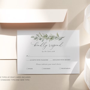 Sage Boho Wedding Invitation Template, Greenery Wedding Invite Set, Elegant Eucalyptus Minimalist Editable Details Card, Printable RSVP image 4