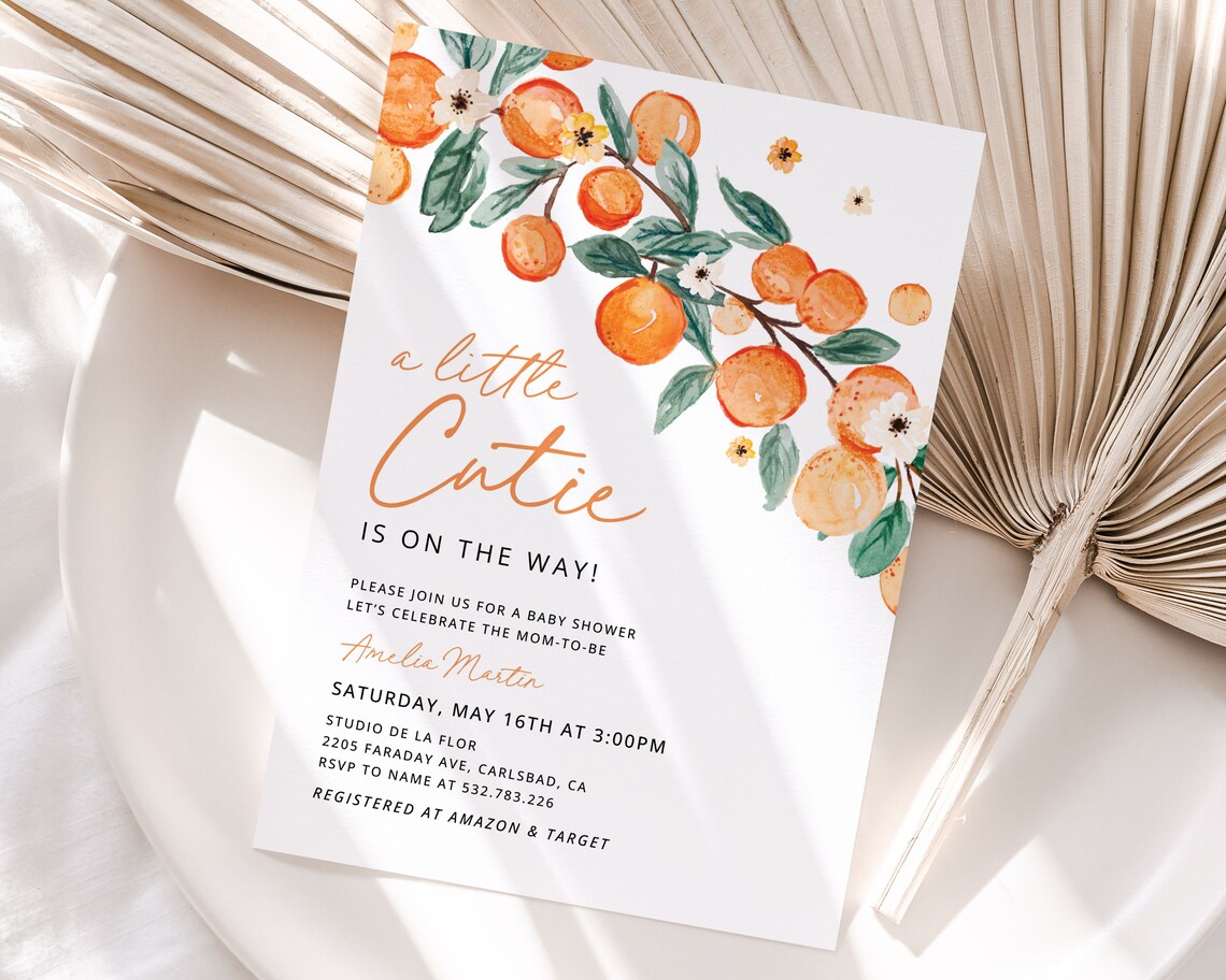 A Little Cutie is on the Way Baby Shower Invitation Template - Etsy