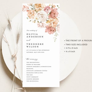 Dusty Rose Wedding Programs Template, Ceremony Program Boho Blush Pink ...