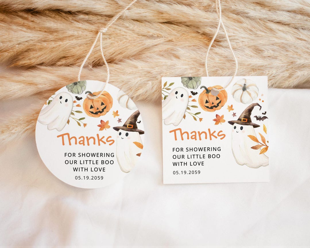 Rustic Boo Tags Printable Little Boo Halloween Thank You Favors Tags Template, Baby Shower Tag ...